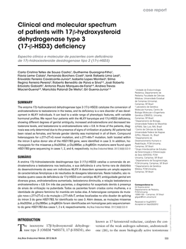Clinical and Molecular Spectrum of Patients with 17Β-Hydroxysteroid
