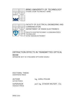 Diffraction Effects in Transmitted Optical Beam Difrakční Jevy Ve Vysílaném Optickém Svazku