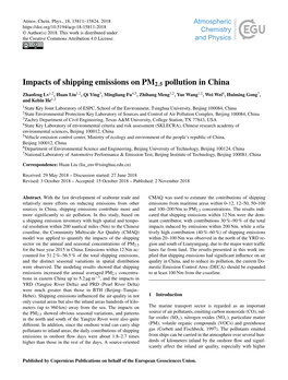 Impacts of Shipping Emissions on PM2.5 Pollution in China