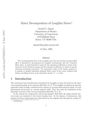 Slater Decomposition of Laughlin States
