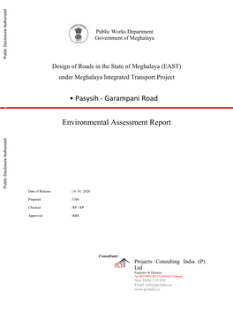 Design of Roads in the State of Meghalaya (EAST) Under Meghalaya Integrated Transport Project