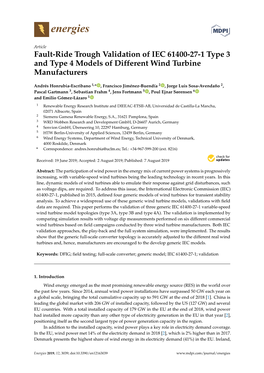 Fault-Ride Trough Validation of IEC 61400-27-1 Type 3 and Type 4 Models of Different Wind Turbine Manufacturers