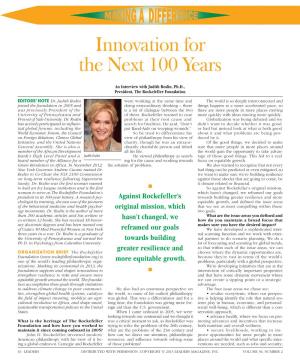 To Download a PDF of an Interview with Judith Rodin, Ph.D., President