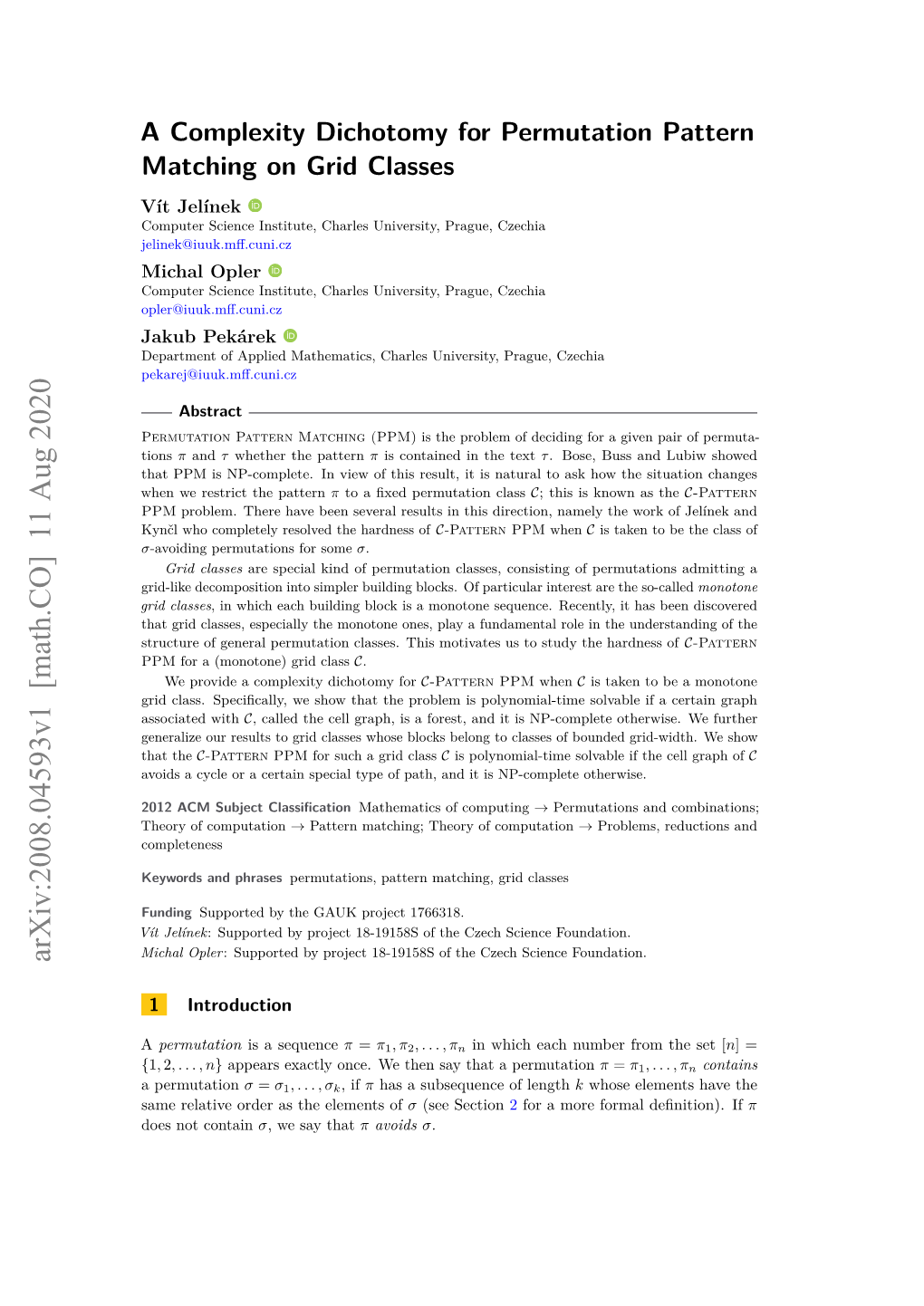 A Complexity Dichotomy for Permutation Pattern