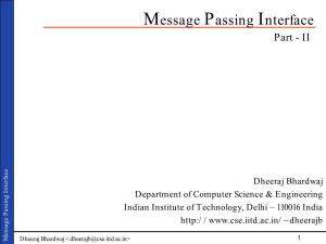 Message Passing Interface Part - II