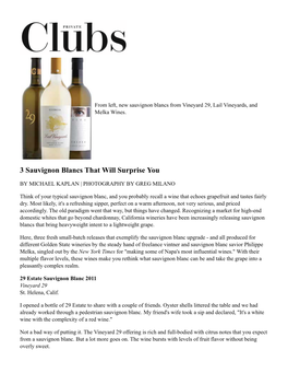 3 Sauvignon Blancs That Will Surprise You | Private Clubs Magazine