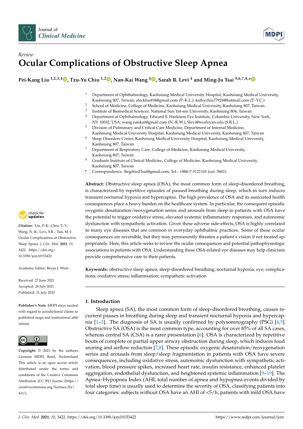 Ocular Complications of Obstructive Sleep Apnea