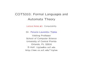 COT5310: Formal Languages and Automata Theory