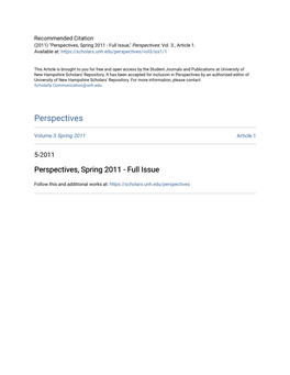 Perspectives, Spring 2011 - Full Issue," Perspectives: Vol
