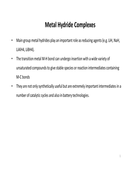 Metal Hydride Complexes