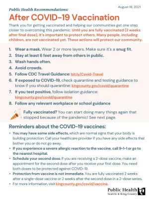 Public Health Recommendations: After COVID-19 Vaccination
