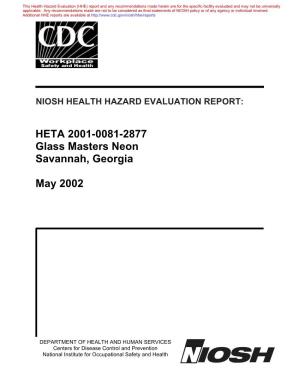 HHE Report No. HETA-2001-0081-2877, Glass