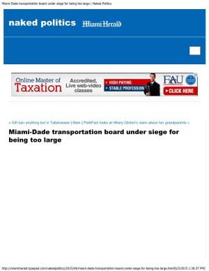 Miami-Dade Transportation Board Under Siege for Being Too Large | Naked Politics