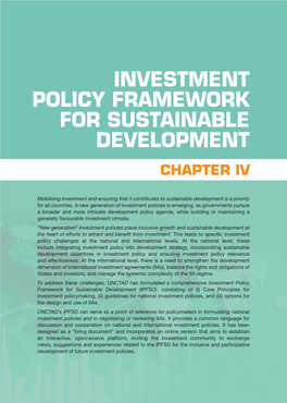 Investment Policy Framework for Sustainable Development Chapter Iv
