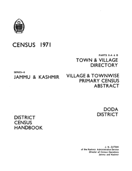 District Census Handbook, Doda, Parts X-A & B, Series-8