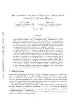 The Hardness of Conditional Independence Testing and the Generalised Covariance Measure