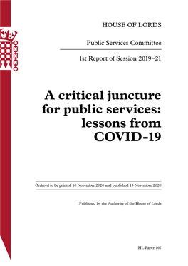 A Critical Juncture for Public Services: Lessons from COVID-19