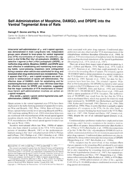 Self-Administration of Morphine, DAMGO, and DPDPE Into the Ventral Tegmental Area of Rats