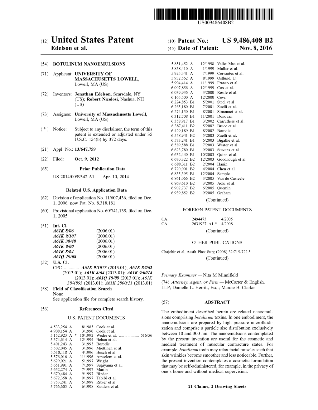 (12) United States Patent (10) Patent No.: US 9.486,408 B2 Edelson Et Al