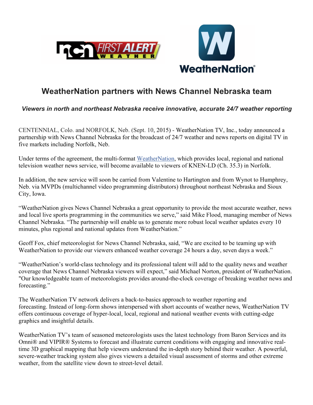 Weathernation Partners with News Channel Nebraska Team