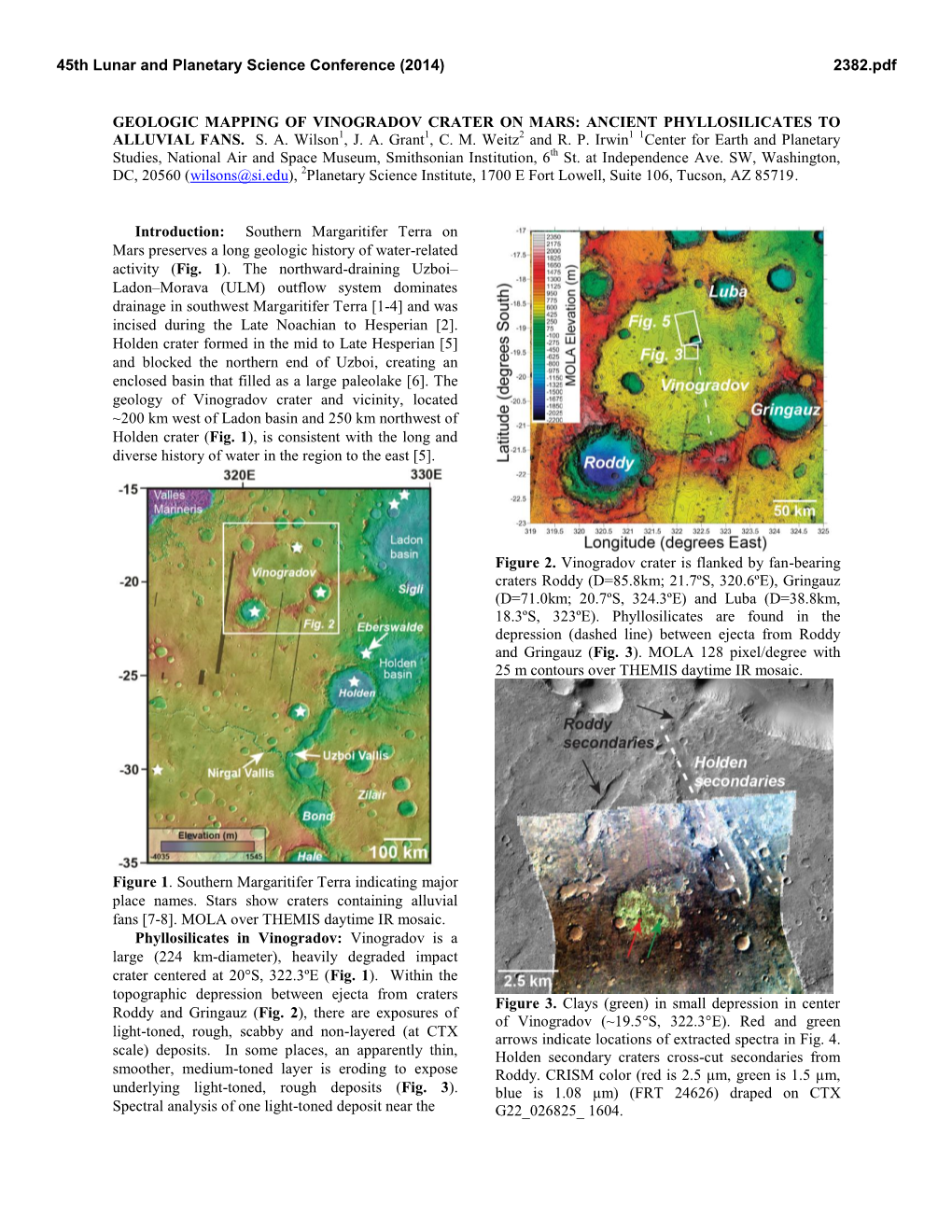 Geologic Mapping of Vinogradov Crater on Mars: Ancient Phyllosilicates to Alluvial Fans