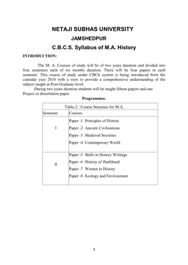CBCS Syllabus of MA History