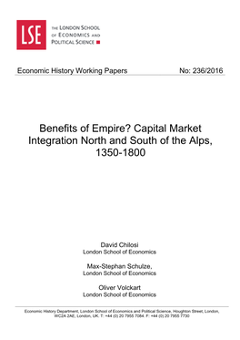 Capital Market Integration North and South of the Alps, 1350-18001