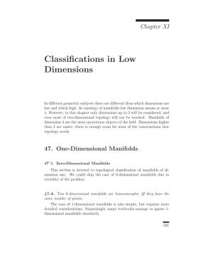 Chapter XI. Classifications in Low Dimensions