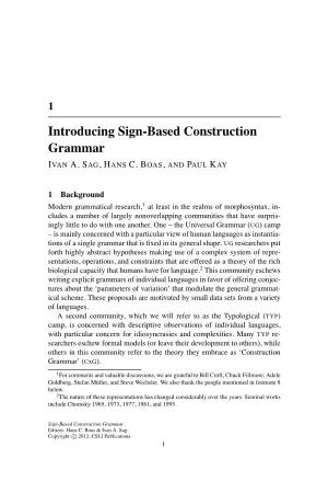 Introducing Sign-Based Construction Grammar IVA N A