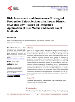 Risk Assessment and Governance Strategy of Production Safety Accidents in Jinwan District of Zhuhai City—Based on Integrated A