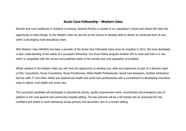 Acute Care Fellowship - Western Isles