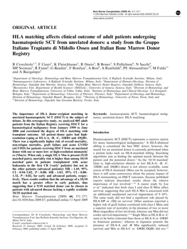 HLA Matching Affects Clinical Outcome of Adult Patients