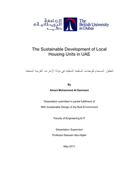 The Sustainable Development of Local Housing Units in UAE
