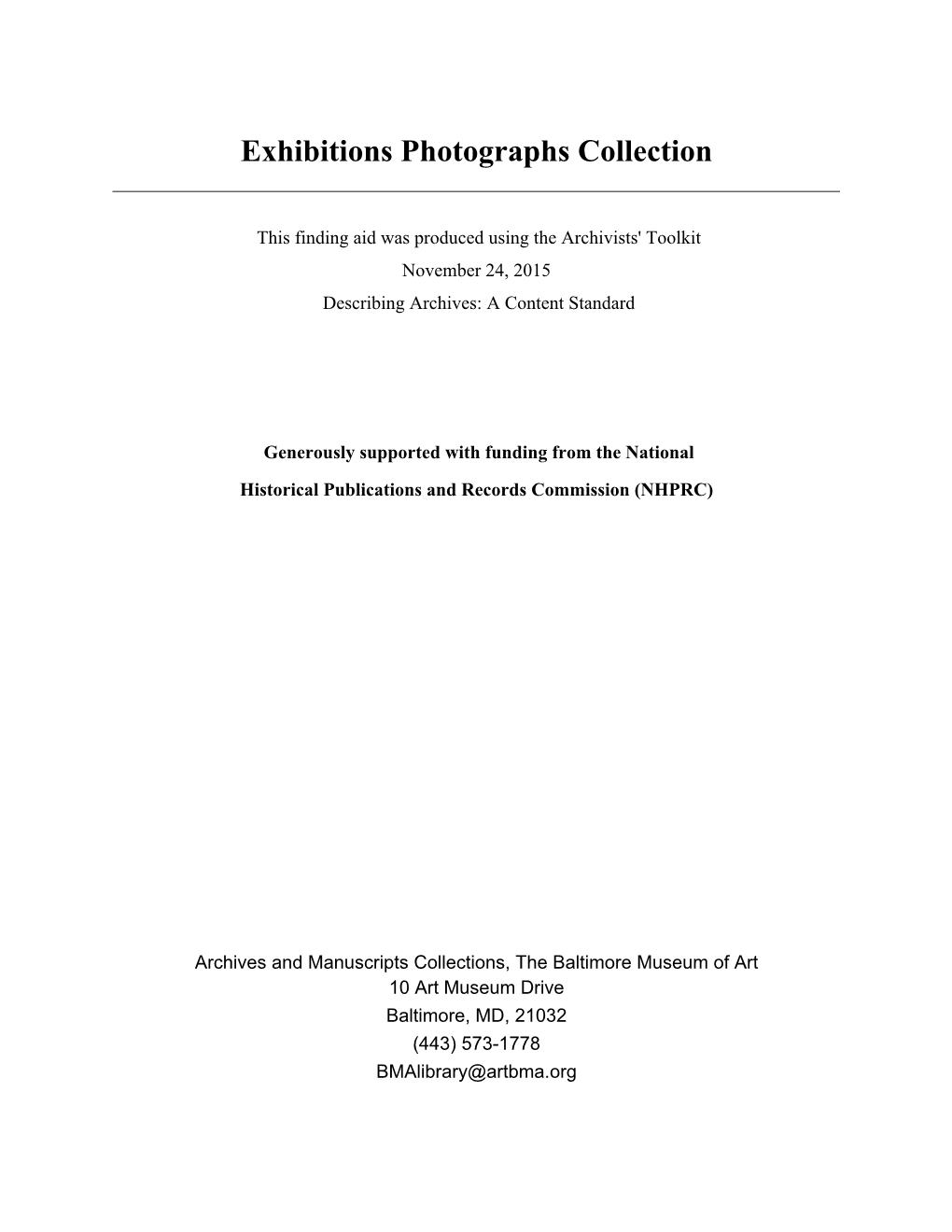 Exhibitions Photographs Collection