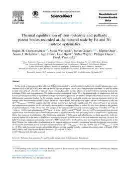 Thermal Equilibration of Iron Meteorite and Pallasite Parent Bodies Recorded at the Mineral Scale by Fe and Ni Isotope Systematics