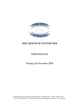 2018 11 26 PR BSEC Month of Culture