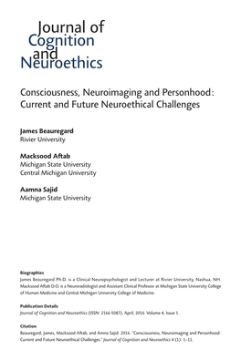 Consciousness, Neuroimaging and Personhood: Current and Future Neuroethical Challenges