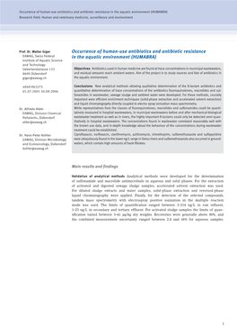 Occurrence of Human-Use Antibiotics and Antibiotic Resistance in The