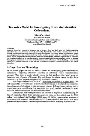Towards a Model for Investigating Predicate-Intensifier Collocations