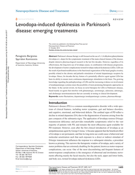 Levodopa-Induced Dyskinesias in Parkinson's Disease