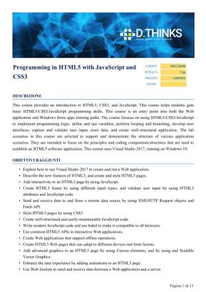 Programming in HTML5 with Javascript and CSS3