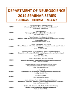2014 Neuroscience Seminars