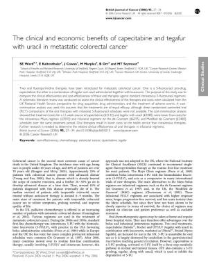 The Clinical and Economic Benefits of Capecitabine and Tegafur with Uracil in Metastatic Colorectal Cancer