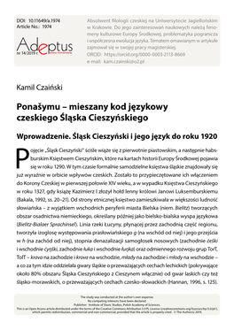Ponašymu – Mieszany Kod Językowy Czeskiego Śląska Cieszyńskiego