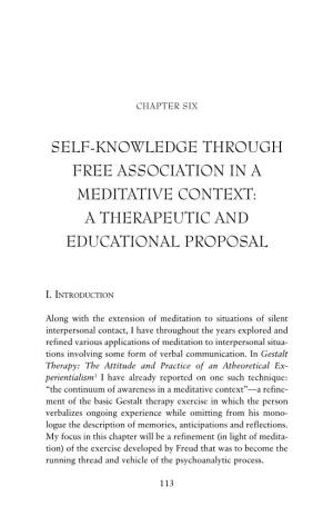 Self-Knowledge Through Free Association in a Meditative Context: a Therapeutic and Educational Proposal