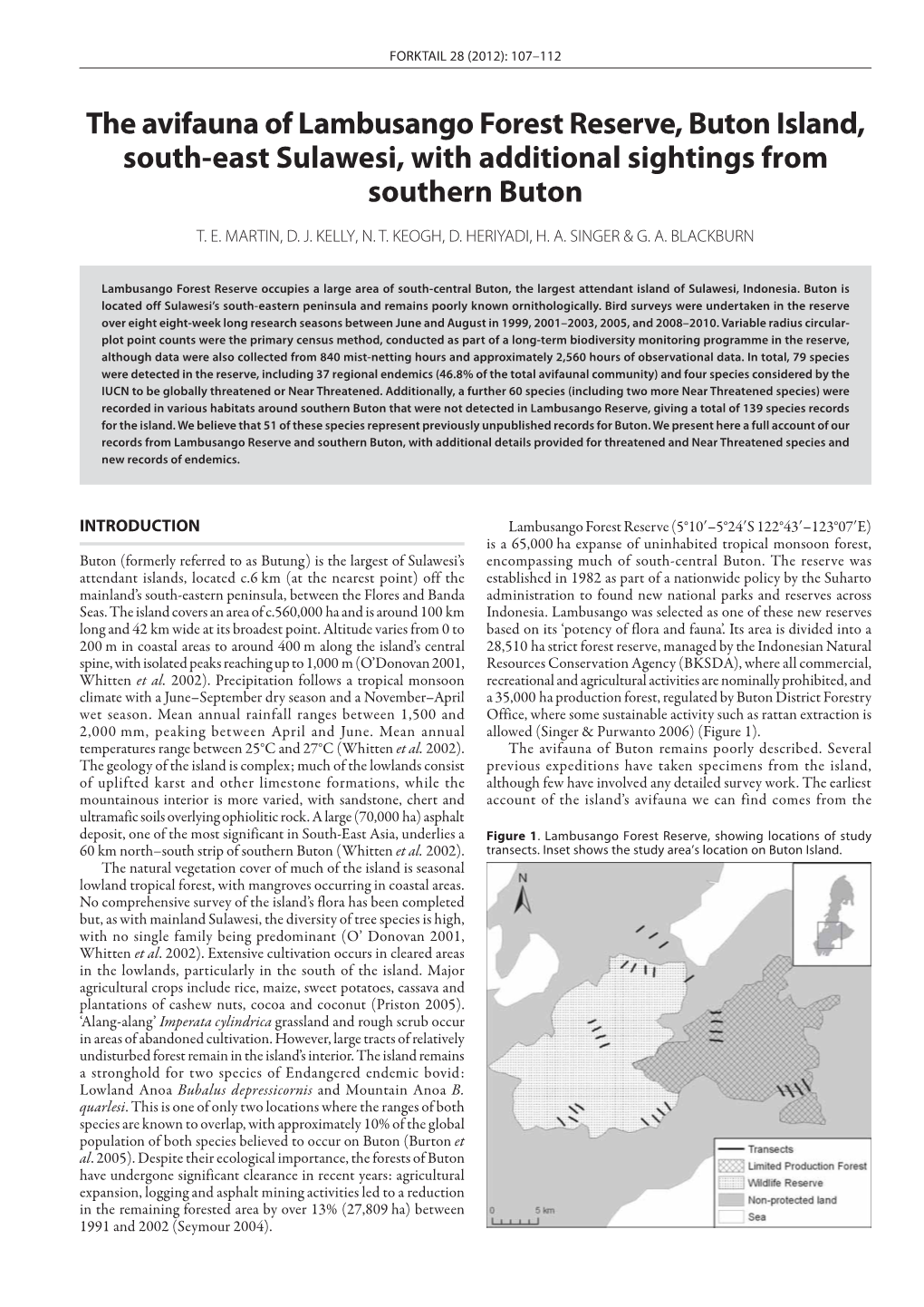 The Avifauna of Lambusango Forest Reserve, Buton Island, South-East Sulawesi, with Additional Sightings from Southern Buton