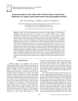 Structural Analysis of the Collar of the Vredefort Dome, South Africa— Significance for Impact-Related Deformation and Central Uplift Formation