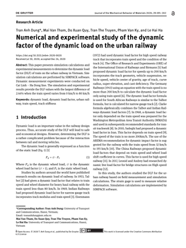 Numerical and Experimental Study of the Dynamic Factor of the Dynamic