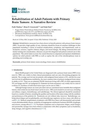 Rehabilitation of Adult Patients with Primary Brain Tumors: a Narrative Review