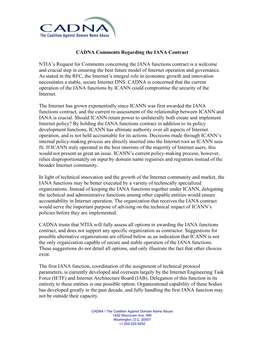 CADNA Comments on the IANA Contract
